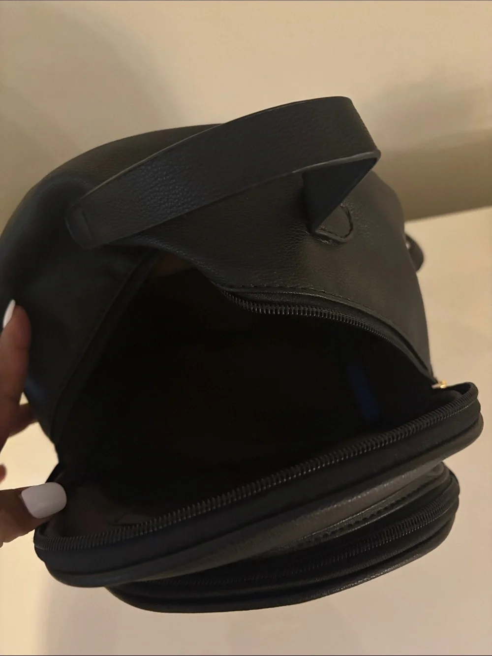 Black Women's Mini Backpack with Gold Accent